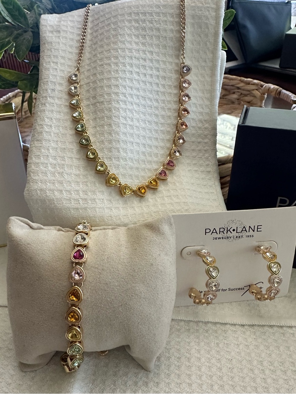 Park Lane Multicolor Heart Necklace Bracelet & Earrings Set